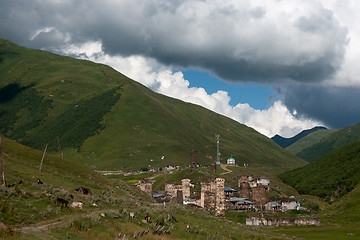 Image showing Towers in mountain village