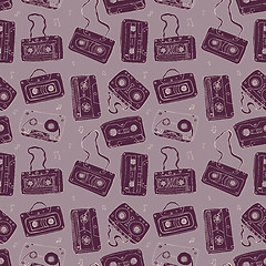 Image showing  Audio cassette. Seamless pattern.