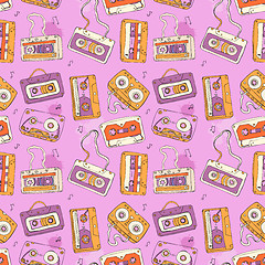 Image showing  Audio cassette. Seamless pattern.