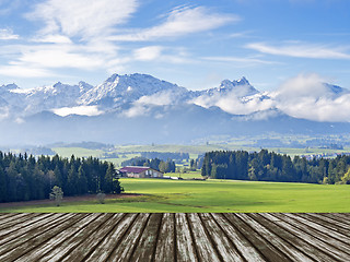 Image showing Mountain Allgau with wooden floor