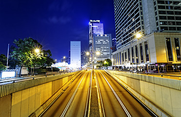 Image showing Modern city traffic night