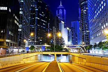 Image showing Modern city traffic night