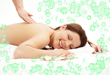 Image showing happy massage with green flowers