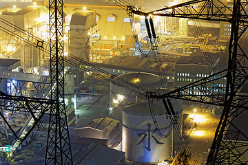 Image showing petrochemical industrial plant at night 