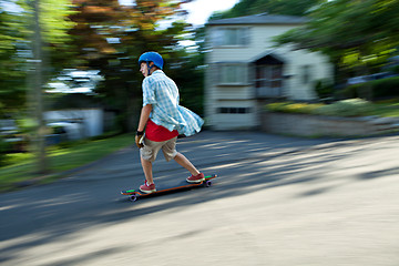 Image showing Longboarder Teen