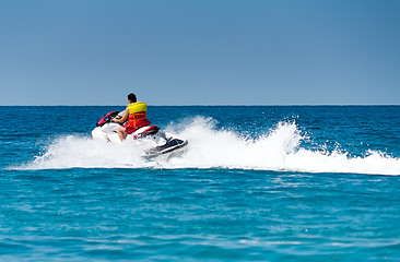 Image showing Boat trip on the water scooter.