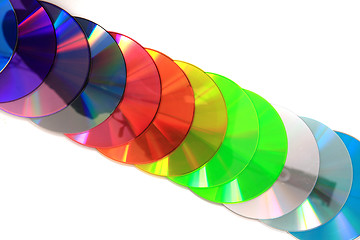 Image showing color CD and DVD isolated on the white background