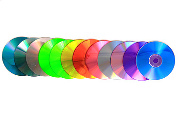 Image showing color CD and DVD isolated on the white background