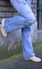 Image showing Blue jeans legs