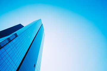 Image showing Blue Skyscrapers Background. Modern Architecture In Estonian Cap