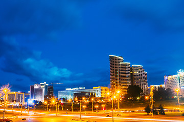 Image showing Night Scene Building In Minsk, Belarus