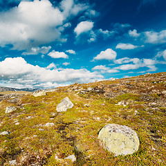 Image showing Norway Nature Landscapes, Mountain Under Sunny Blue Sky