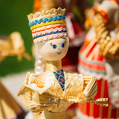 Image showing Colorful Belarusian Straw Dolls At The Market In Belarus