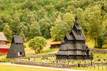 Image showing Borgund Stave Stavkirke Church And Graveyard, Norway