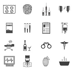 Image showing Black vector icons for the psychiatrist expert in narcology