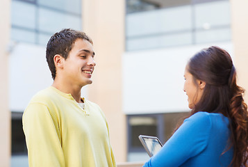 Image showing group of smiling students tablet pc computer