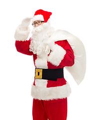 Image showing man in costume of santa claus with bag