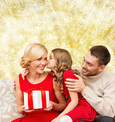 Image showing happy family with gift box