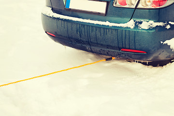 Image showing closeup of towing car with towing rope