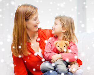 Image showing mother and daughter with teddy bear toy