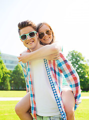 Image showing smiling couple having fun in park