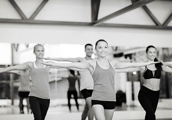 Image showing group of smiling people exercising in the gym