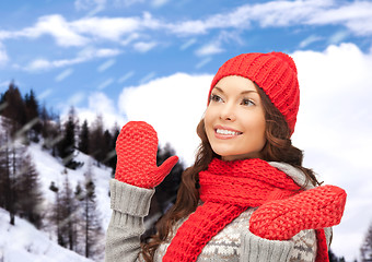 Image showing smiling young woman in winter clothes