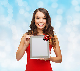 Image showing smiling woman with tablet pc