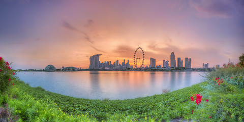 Image showing Singapore Skyline at sunset