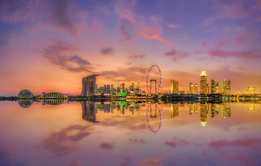 Image showing Singapore Skyline at sunset