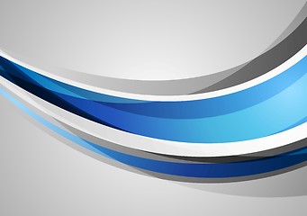 Image showing Blue and grey corporate waves background