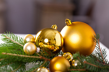 Image showing Golden Christmas decoration background