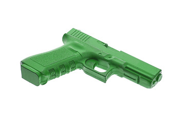 Image showing Dirty green training gun isolated on white