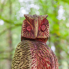 Image showing Old wooden carved owl