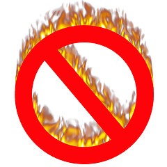 Image showing Forbidden sign on fire