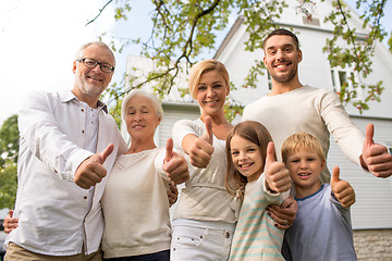 Image showing happy family in front of house outdoors