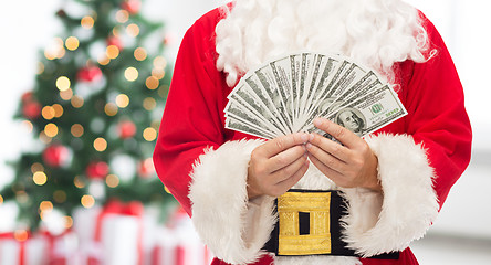 Image showing close up of santa claus with dollar money