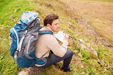 Image showing man with backpack hiking