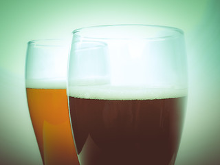 Image showing Retro look Two glasses of German beer