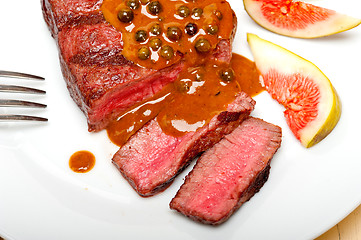 Image showing green peppercorn beef filet mignon