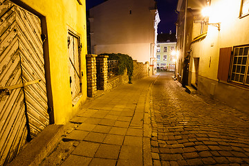 Image showing Scenic view of the evening street in the Old Town in Tallinn, Es