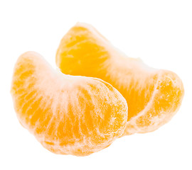 Image showing Two Mandarin Citrus Isolated Tangerine Mandarine Slices