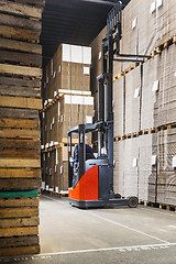 Image showing Reach truck in a warehouse