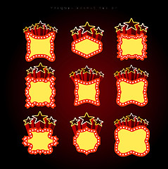 Image showing Retro illuminated movie marquee vector set