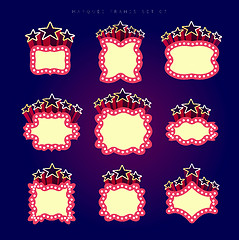 Image showing Retro illuminated movie marquee vector set