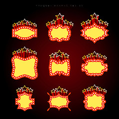 Image showing Retro illuminated movie marquee vector set