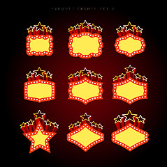 Image showing Retro illuminated movie marquee vector set