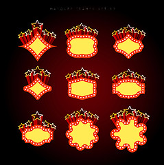 Image showing Retro illuminated movie marquee vector set