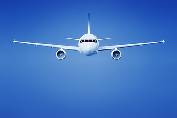 Image showing airplane in the bright blue sky