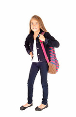 Image showing Schoolgirl with backpack.